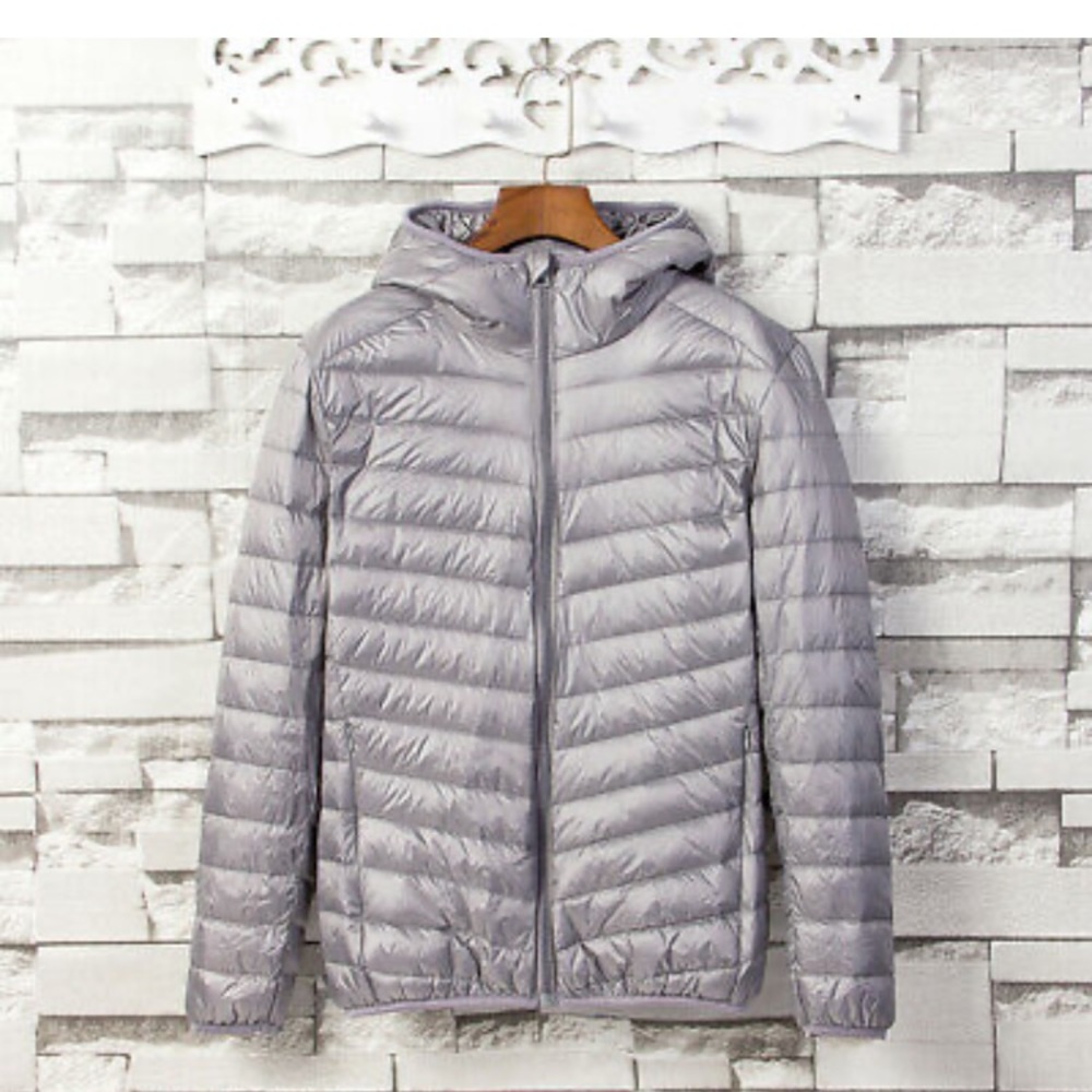 Uniqlo men’s ultralight silver jacket with hoodie